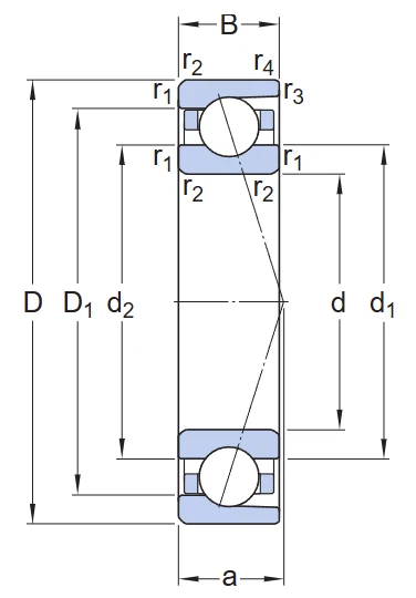 7019 CDGA/P4A Angular Contact Ball Bearing drawing 7019 CDGA/P4A Angular Contact Ball Bearing drawing